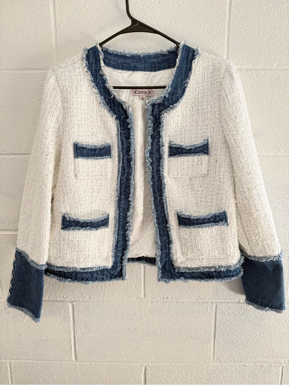 NANETTE NANETTE LEPORE denim trimmed Boucle Jacket - Picture 4 of 6